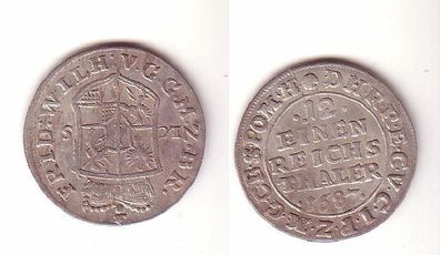 1/12 Taler Silber Münze Brandenburg Preussen Kftm. 1687 LCS f. ss