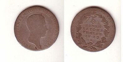 1/6 Taler Silber Münze Preussen 1813 A s