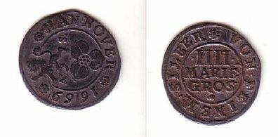 4 Marien Groschen Silber Münze Hannover 1669 A.S. ss