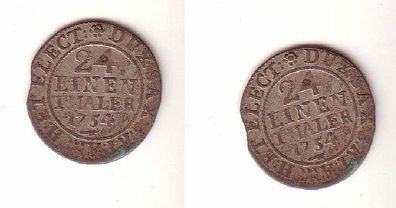 1/24 Taler Silber Münze Sachsen 1754 F.W.o.F. s
