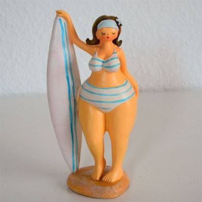 Inware Dicke Frau mit Surfbrett 20 cm Dickmadame Strandserie Stehende Figur 2448