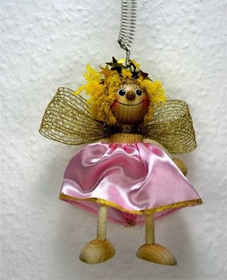 Engel Hängefigur mit Spirale Schwingfigur Kantenhocker aus Holz Größe 16 cm
