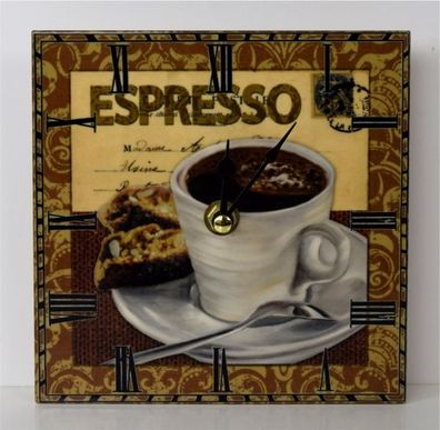Wanduhr Küchenuhr Espresso 15 * 15 cm Dekorationsuhr Thema Kaffee