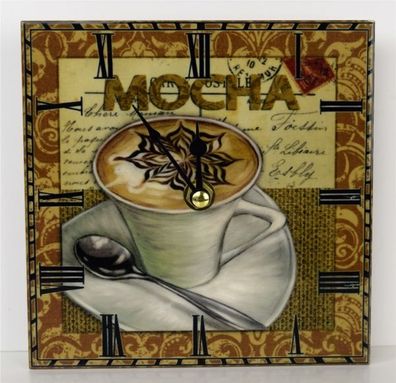 Wanduhr Küchenuhr Mokka Mocha 15 * 15 cm Dekorationsuhr Thema Kaffee