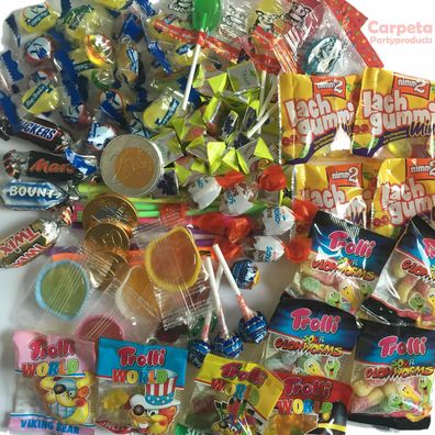 100 Süßigkeiten Mitgebsel Kindergeburtstag + Pinata Füllung + Schultüte Süßwaren