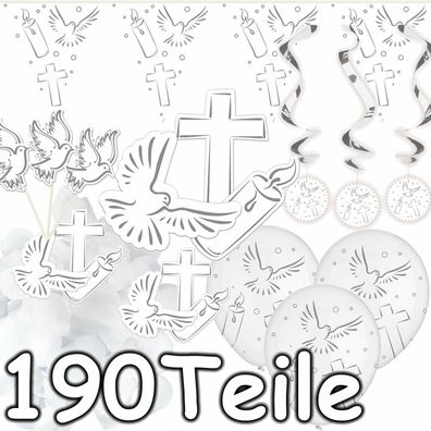 Konfirmation Kommunion DEKO SET - 190 TEILE - Dekoration Taufe Hochzeit Firmung