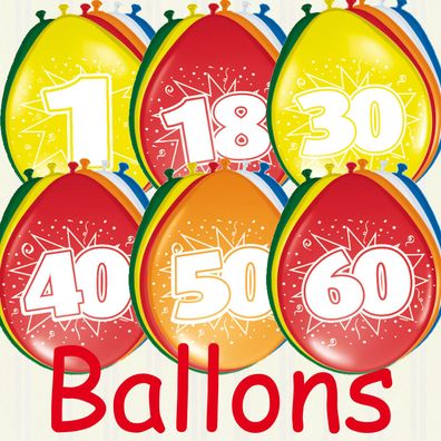 Luftballons mit ZAHLEN - Ballons Deko Geburtstag Kindergeburtstag Party Helium
