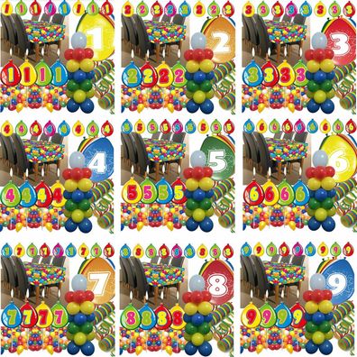 XXL Kindergeburtstag Partyset - Deko Kerzen Luftballons Girlande Tischdecke Set