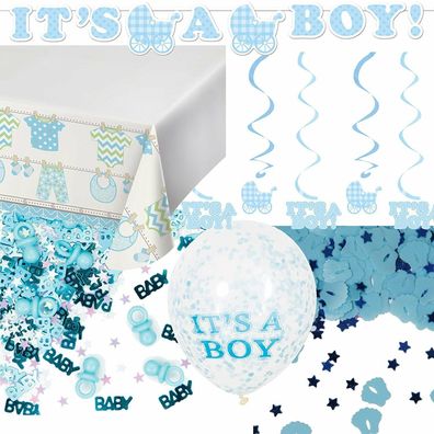 BABY BOY - Geschirr Deko Jungen Geburt Babyshower Blau Geburtstag Junge Party CC