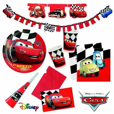 CARS RED - Geschirr Deko Mitgebsel Kindergeburtstag Kinder Party Disney Auto Car