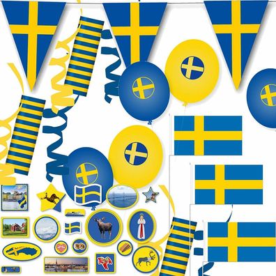 Schweden - Geschirr Deko für Länder Party Blau Gelb Flagge Mottoparty Dekoration