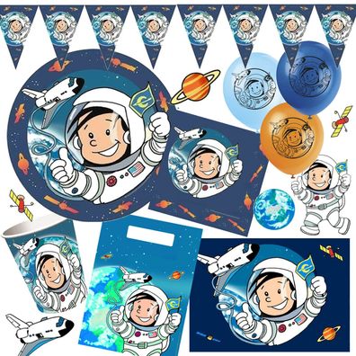 Astronaut FLO - Geschirr Deko Weltraum Kindergeburtstag Kinder Geburtstag Party