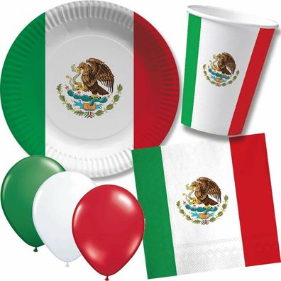 MEXIKO - Geschirr Deko zu Länderparty Mottoparty Party Grün Weiß Rot Mexikoparty