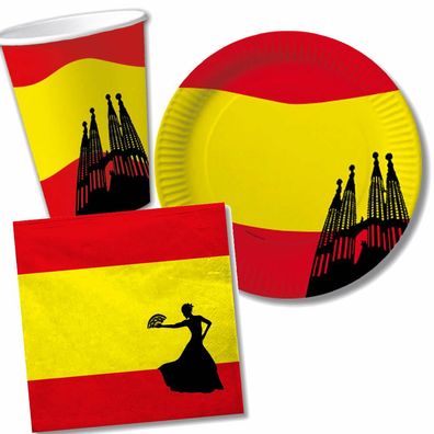 Spanien - Geschirr Deko zur Spanische Nacht Espana Party Rot Gelb Mottoparty Set