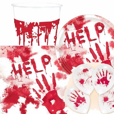 HELP - Geschirr Deko - Halloween Horror Kinder Party Mottoparty Kindergeburtstag