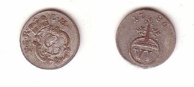 6 Pfennige Kupfer Münze Schwarzburg Rudolstadt 1786 s/ ss