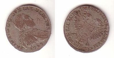2 Groschen Silber Münze Sachsen Vikariatsprägung 1792 f. ss