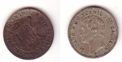 2 Neugroschen Silber Münze Sachsen 1856 F f. ss