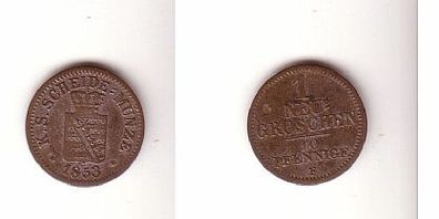 1 Neugroschen Silber Münze Sachsen 1853 F f. ss