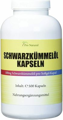 Pro Natural Schwarzkümmelöl 500 Softgel Kapseln Nigella Sativa