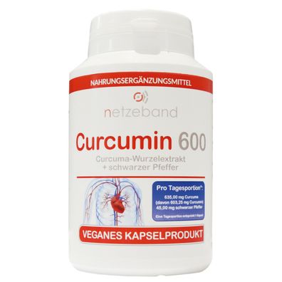Netzeband Curcumin 600 - 100 vegane Kapseln indischer Kurkuma Extrakt hochdosiert