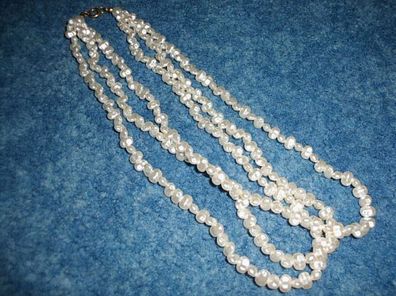Kette / Perlenkette / weiß perlmutt / 3fach--festlich, Hochzeit