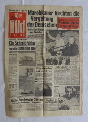 Bild Zeitung 18. 09. 1956 Bluttat Wetzlar Wunder Avus von Frankenberg