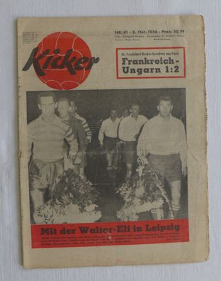 Zeitung Fußball Kicker 08.10.1956 Geburtstag Geburt Jubiläum Fest Hochzeit