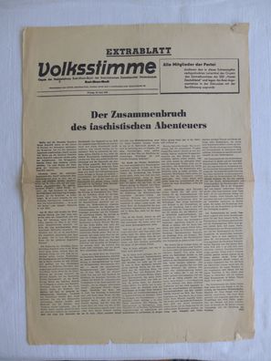 DDR SED Zeitung Volksstimme Karl-Marx-Stadt Extrablatt 19.6.1953 Geburt Geburtstag