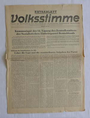 DDR SED Zeitung Volksstimme Karl-Marx-Stadt Extrablatt 22.6.1953 Geburt Geburtstag