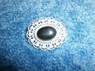 Brosche / Anstecker / Zierde für Bekleidung-silber mit schwarzen Stein