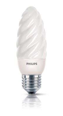 Philips gedrehte Kerze Energiesparlampe E14 8 Watt Verbrauch entspricht 35 W Glühb...