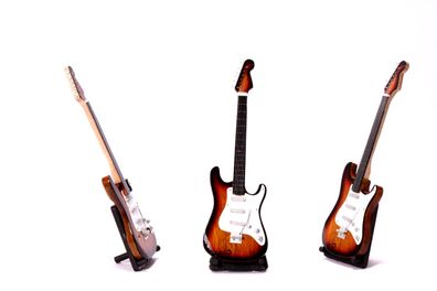Miniatur E-Gitarre hellbraun akustik mini Deko Gitarre aus Holz 24cm