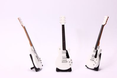 Miniatur E-Gitarre Les Paul weiß Standart LDT mini Deko Gitarre aus Holz 24cm