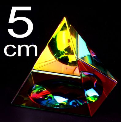 096- Bunte Pyramide 5 cm Kristallglas Feng Shui Kristall Glas Lichtbrecher