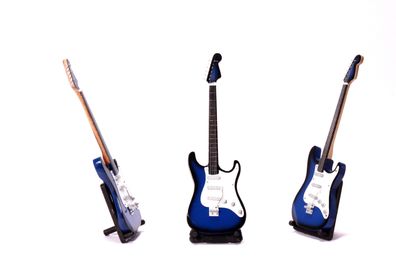 Miniatur E-Gitarre blau akustik mini Deko Gitarre aus Holz 24cm