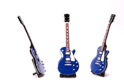 Miniatur E-Gitarre Les Paul XL blau Standart LDT mini Deko Gitarre aus Holz 26cm