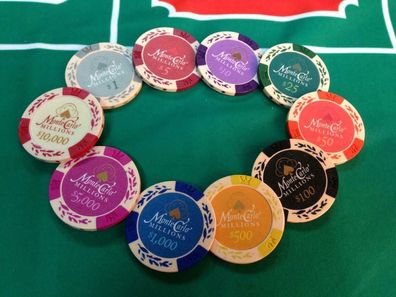 Pokerchips Monte Carlo Design Top Qualität ! Clay Jetons verschiedene Werte