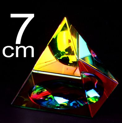 098- Bunte Pyramide 7 cm Kristallglas Feng Shui Kristall Glas Lichtbrecher
