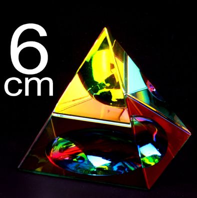 097- Bunte Pyramide 6 cm Kristallglas Feng Shui Kristall Glas Lichtbrecher