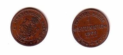 1 Pfennig Kupfer Münze Sachsen 1868 B ss+