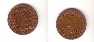 2 Pfennige Kupfer Münze Sachsen Coburg Gotha 1856 ss+