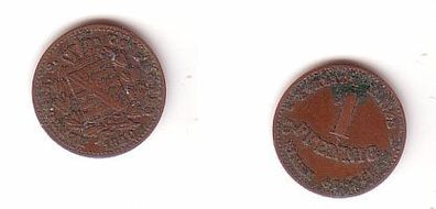 1 Pfennig Kupfer Münze Sachsen Coburg Gotha 1870 B ss