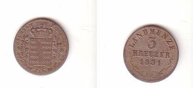 3 Kreuzer Billon Münze Sachsen Meiningen 1831 s/ ss