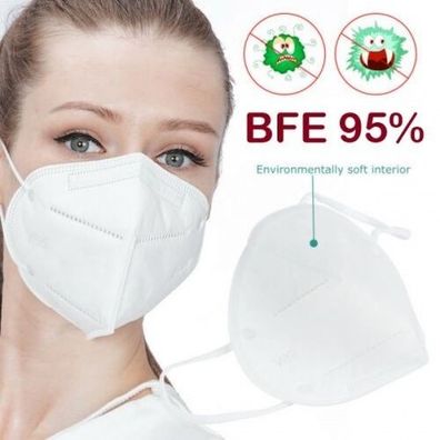 FFP2 Atemschutzmaske BFE 95 % Vierenschutzmaske 5 Stück faltbar