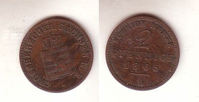 2 Pfennige Kupfer Münze Sachsen Weimar Eisenach 1865 A ss