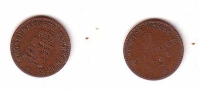 2 Pfennige Kupfer Münze Sachsen Weimar Eisenach 1858 A s/ f. ss