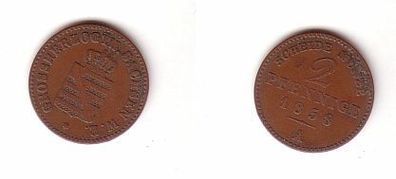 2 Pfennige Kupfer Münze Sachsen Weimar Eisenach 1858 A f. ss