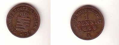 1 Pfennig Kupfer Münze Sachsen Weimar Eisenach 1858 A ss/ vz