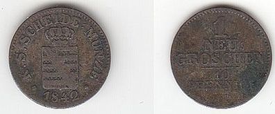 1 Neugroschen Silber Münze Sachsen 1842 s/ ss